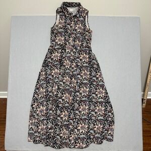 Livro Womens Floral Print Sleeveless Button Front Maxi ShirtDress Boho Small